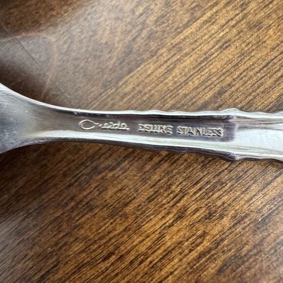 6 Oneida Cherie Oval Soup Serving Spoons Deluxe Stainless Flatware Glossy USA 8” - Picture 4 of 8